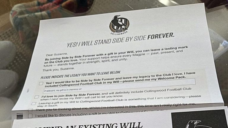 Collingwood cop battering after letter informing fans they can change their will goes viral
