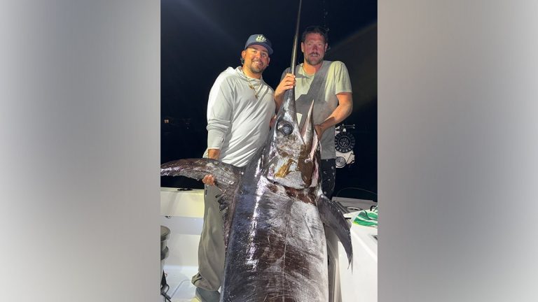 Captain hauls in nearly 500-pound sea giant after grueling battle, feeds most of town
